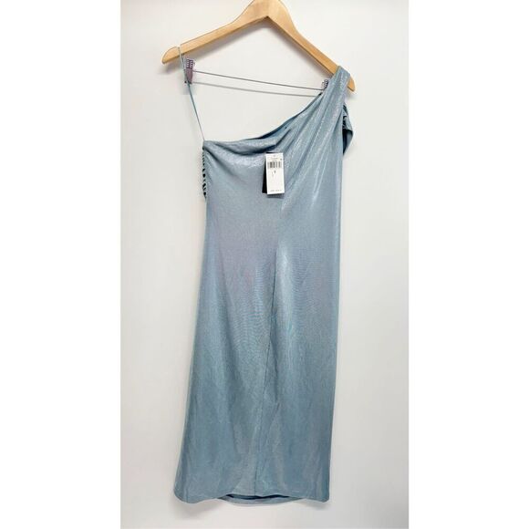 Lauren Ralph Lauren One Shoulder Metallic Jersey Midi Dress Size 6 NWT - Picture 4 of 12